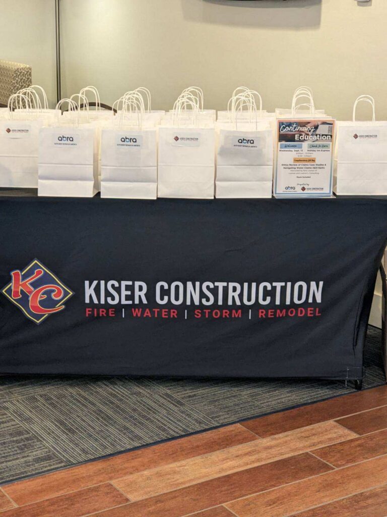 gift bags at kiser construction continuing education class