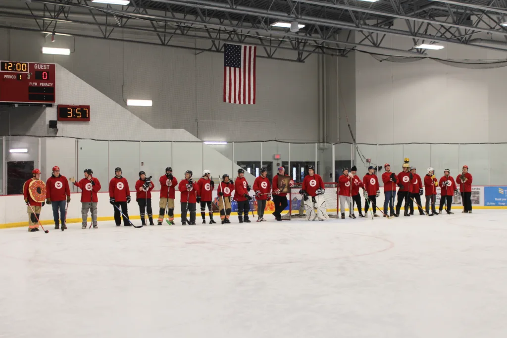 elk river fire department getting ready for guns n hoses hockey game