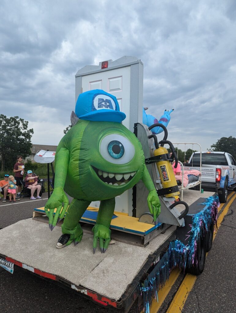 mike wazowski at andover family fun fest parade