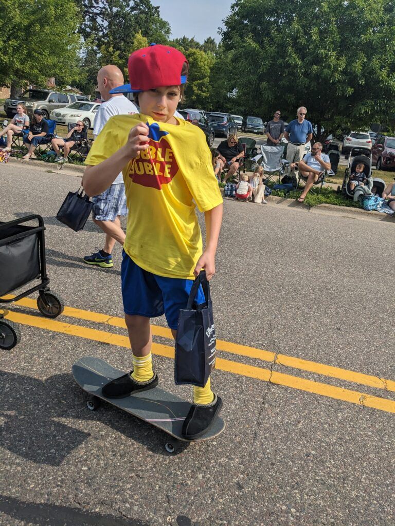 PXL_20230722_150913248 dubble bubble boy at 2023 sherburne county fair parade