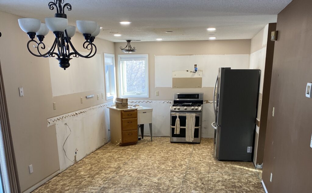 demolition of water damaged kitchen