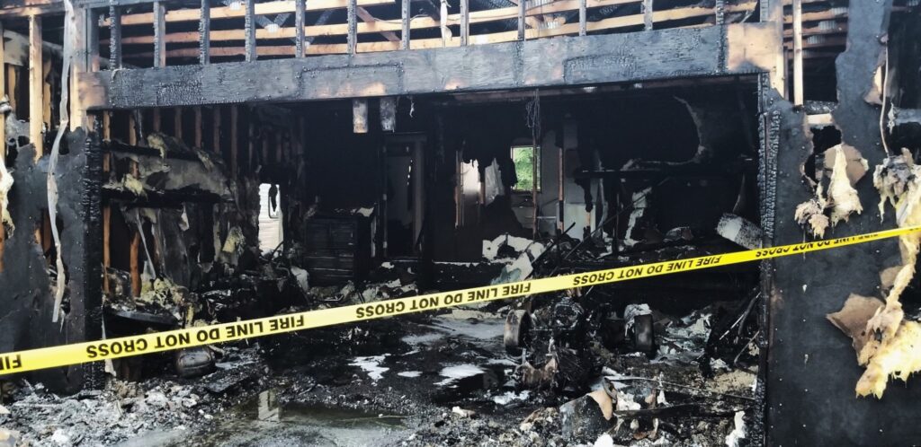 Garage fire damage