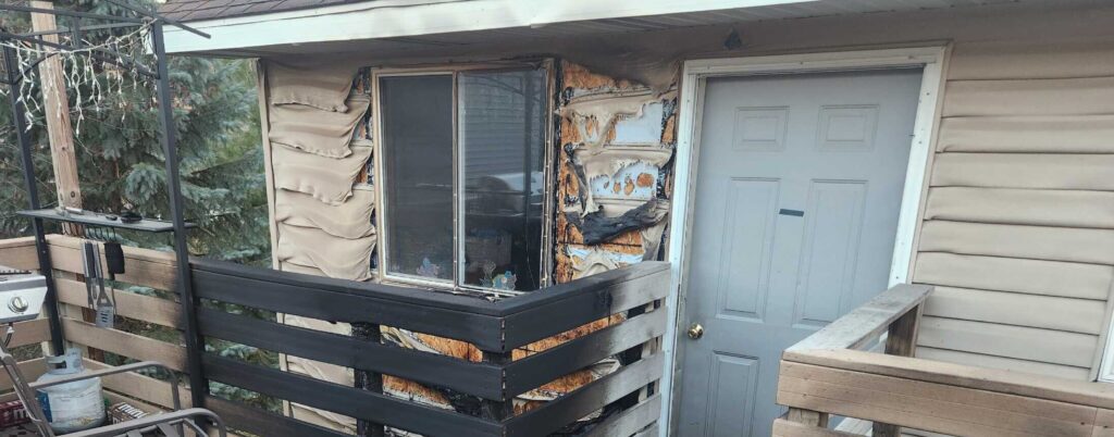 melted siding from an exterior fire